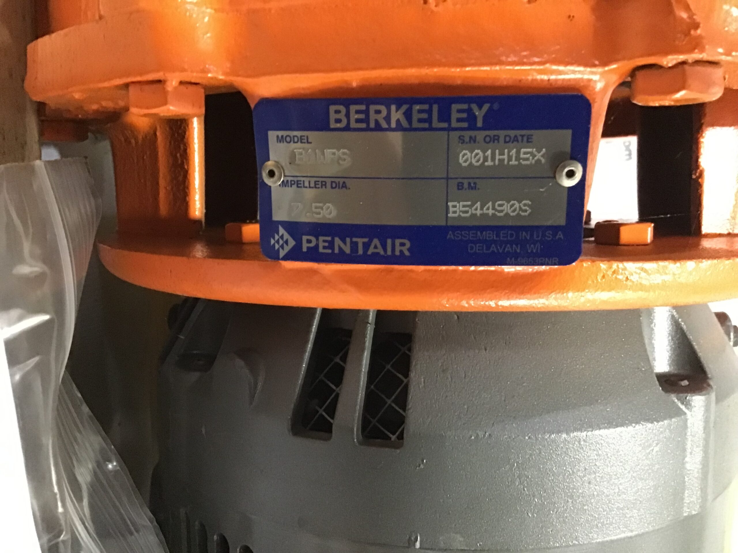 Pentair Berkeley B1WPS Centrifugal Pump 7-1/2 HP 3-Phase 1" NPT B54490S