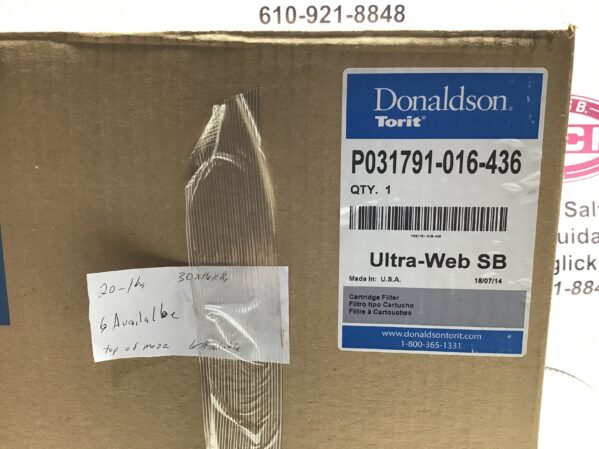 Donaldson Torit Ultra Web SB Nanofiber Filters P031791-016-436