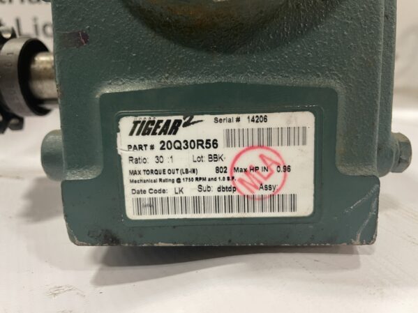 Dodge Tigear 2 20Q30R56 Gear Drive/Reducer 30:1 1HP 230/460V 3PH - Image 5