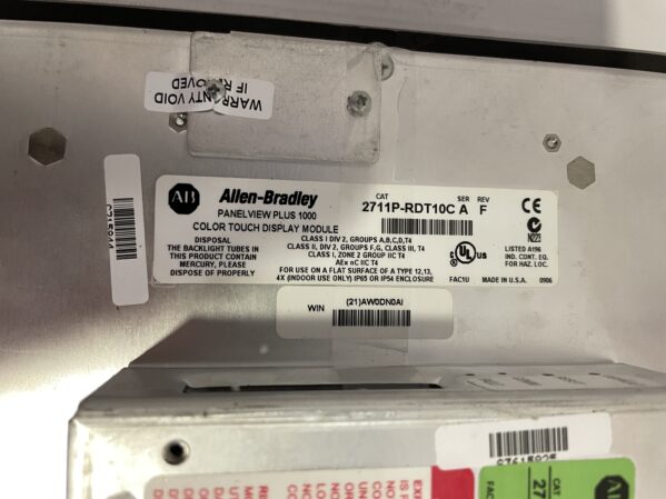  Allen-Bradley PanelView Plus 1000 2711P‑RDT10C Ser A – 10.4″ Color TFT Touch HMI Display Module - Image 3