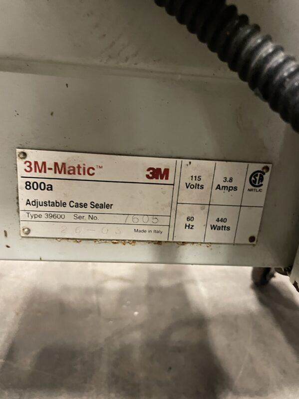 3M 800A Adjustable Top and Bottom Case Sealer 115V 60Hz Type 39600 - Image 5