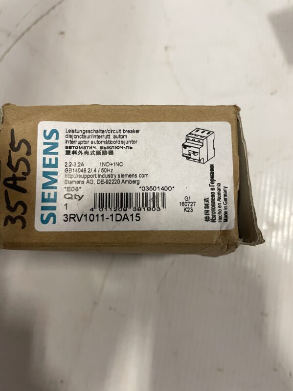 Siemens 3RV1011-1DA15 3 Pole Manual Motor Starter 2.2-3.2A 1NO+1NC -NIB - Image 5