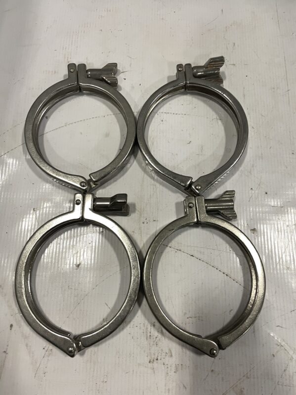 4” Stainless Steel Sanitary Tri-Clover Type Pipe Clamp / Fitting -lot of 4 - Image 2