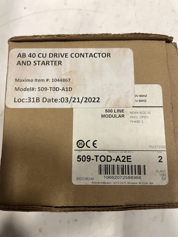 Allen-Bradley 509-TOD-A2E Ser 2 NEMA 00 Non-Reversing Starter 2HP 3PH -NIB - Image 4