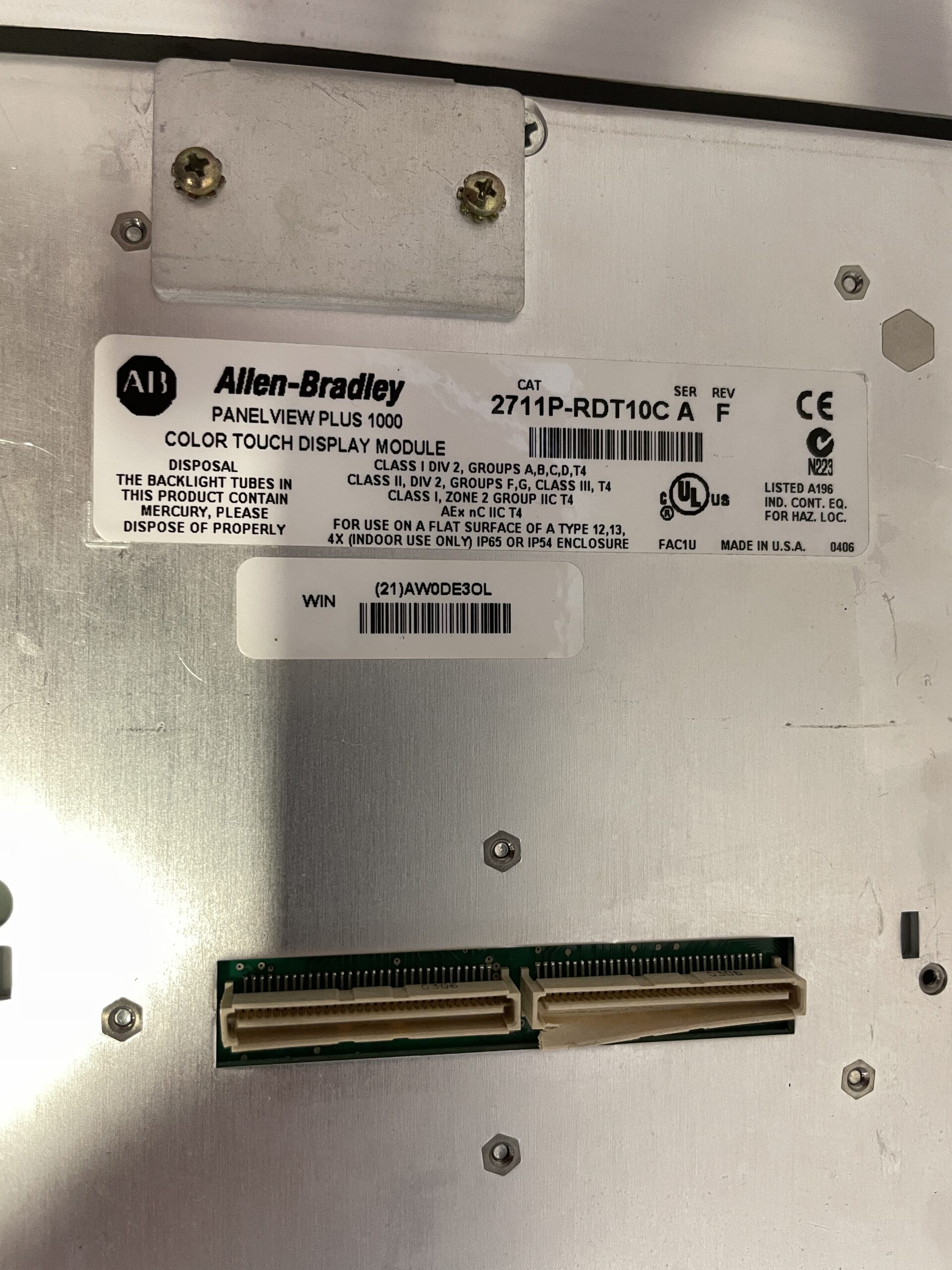 Allen-Bradley 2711P-RDT10C Ser A PanelView Plus 1000 Color Touch ...
