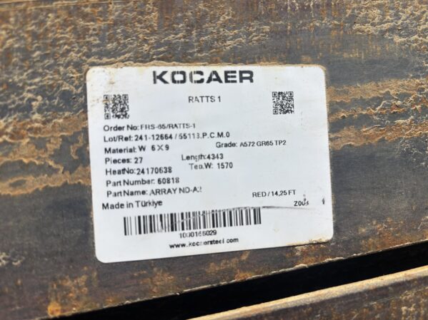 W6 x 9 Steel I-Beam 14' 4" Long | Structural Wide Flange Beam | 9 lbs/ft | W6x9 - Image 7