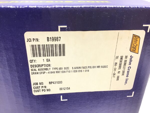 John Crane B19987 Mechanical Seal Assembly Type: 8B1 Size: 5.625"in Face: Polish - Image 8