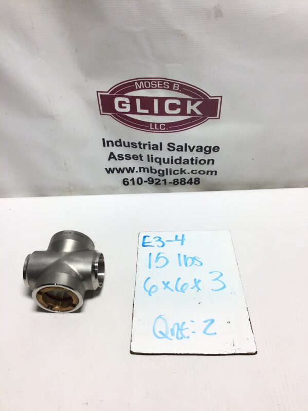 Parker CF-3M Four Way Socket Weld Pipe Fitting Unequal Cross Stainless Steel