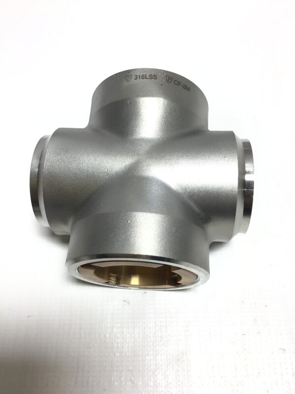Parker CF-3M Four Way Socket Weld Pipe Fitting Unequal Cross Stainless Steel
