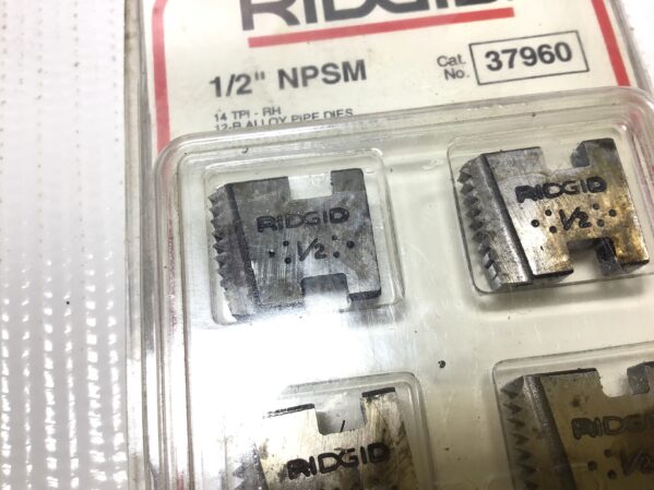 Ridgid 37960 Alloy Pipe Dies 1/2"NPSM 14 TPI-RH for 0R/11R/00R/111R/12R/30A/31A Threaders - Image 2