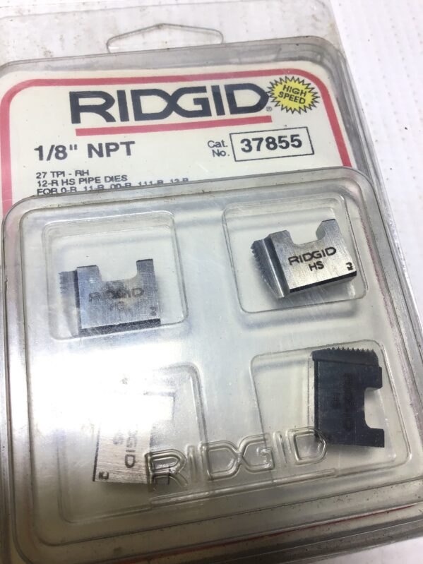 Ridgid 37855 HS Pipe Dies 1/8" NPT 27 TPI-RH for 0R/11R/00R/111R/12R/30A/31A Threaders - Image 2