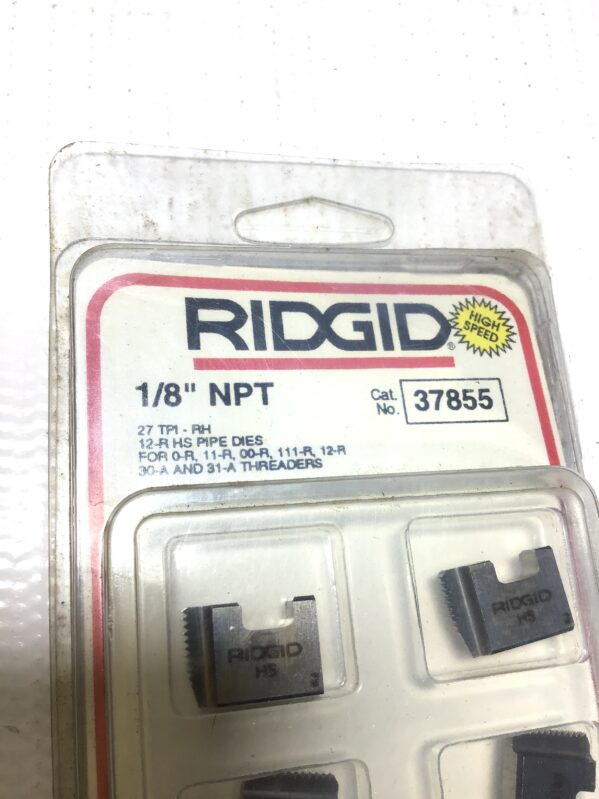 Ridgid 37855 HS Pipe Dies 1/8" NPT 27 TPI-RH for 0R/11R/00R/111R/12R/30A/31A Threaders - Image 3