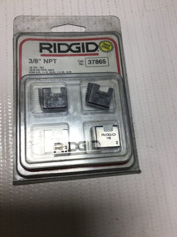 Ridgid 37865 HS Pipe Dies 3/8" NPT 18 TPI-RH For 0R/11R/00R/111-R/12R/30A/31A Threaders - Image 2