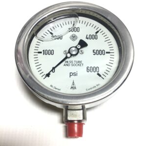 Mc Daniel Controls 583N Pressure Gauge 316 Stainless Steel Tube and Socket 0-6000 PSI