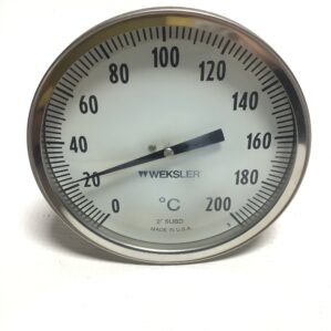 Weksler 5A0644CSX Thermometer 1/2" NPT 6" STEM 5" Face Bimetal 0-200°C Range