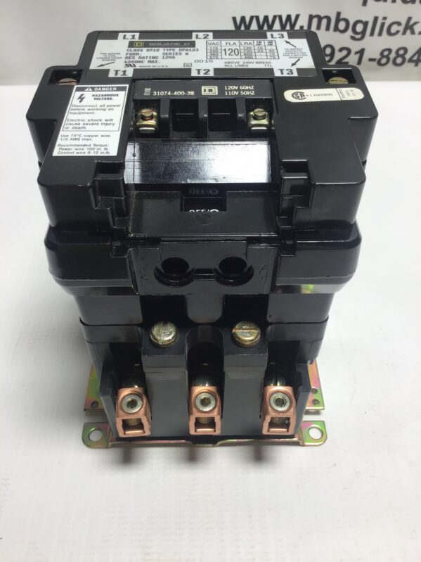 Square D DPA123 Contactor Class 8910 Series A 600Vac Max 120A 50/60Hz - Image 2