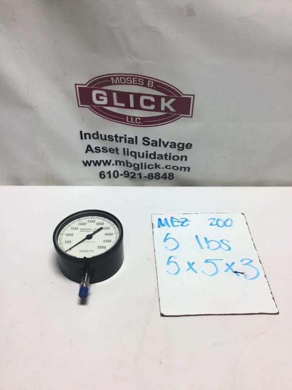 Perma-Cal 111NIB15A21 Test Pressure Gauge 0-5000 PSI 1/2 NPT Bottom Mount