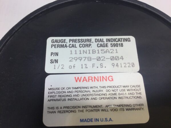 Perma-Cal 111NIB15A21 Test Pressure Gauge 0-5000 PSI 1/2 NPT Bottom Mount - Image 5