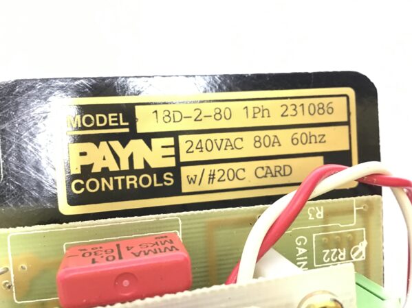 Payne 18D-2-80 231086 Power Control 1Ph 240VAC 80A 60Hz w/ #20C Card - Image 6