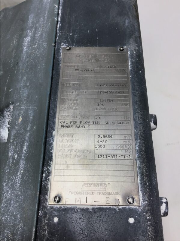 Foxboro E9/6P-IA-0 - CS-E/FN-A Magnetic Flow Transmitter 120VAC 15VA Max 60Hz - Image 3