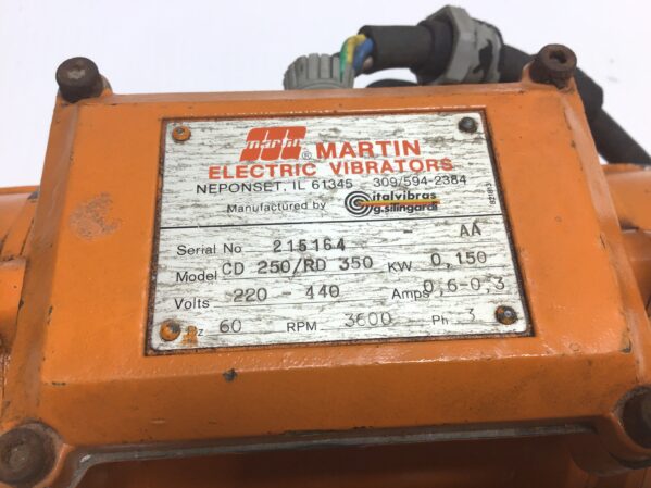 Martin CD 250/RD 350 Electric Vibrators 220-440 Volts 60Hz 3PH  3600RPM - Image 3