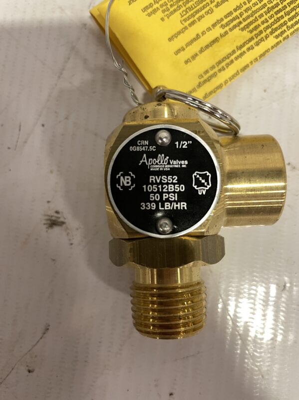 Apollo RVS52-50 1/2” Brass Safety Relief Valve 50psi 339 lb/hr 10512B50 -NIB - Image 4