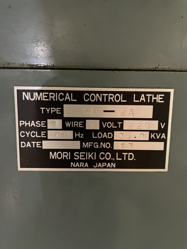 Mori-Seiki SL-2A 2-axis CNC Turning Center / Lathe – Moses B. Glick Mori-Seiki SL-2A 2-axis CNC Turning Center / Lathe – Moses B. Glick