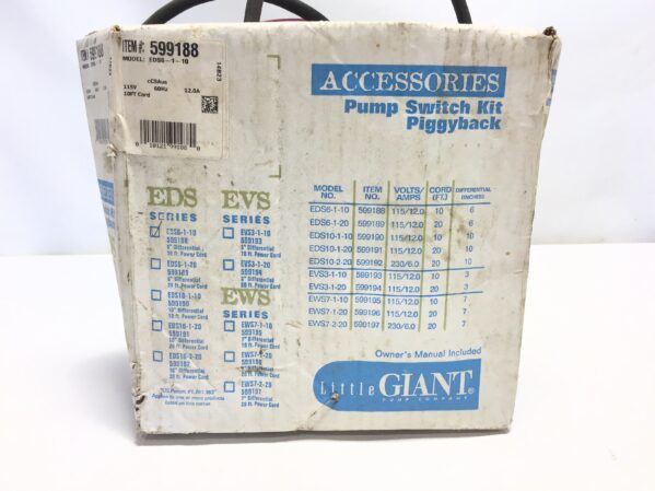 Little Giant EDS6-1-10 Submersible Pump Switch Kit 120V 60Hz 12.0A 1Phase - Image 8