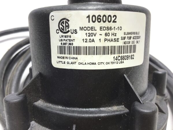 Little Giant EDS6-1-10 Submersible Pump Switch Kit 120V 60Hz 12.0A 1Phase - Image 2