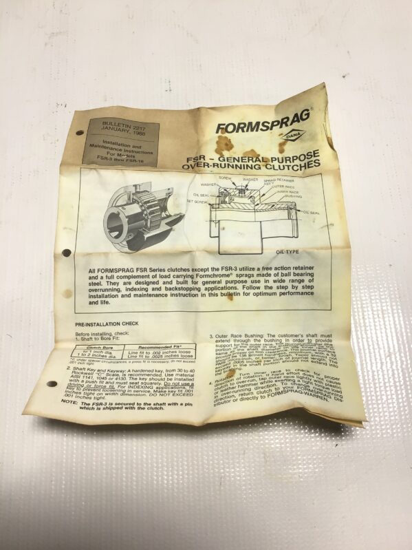 Formsprag FSR-6/.750 LH General Purpose Overrunning Backstopping Clutch - Image 7