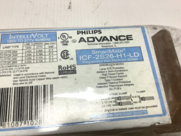Philips Advance ICF-2S26-H1-LD Electronic Compact Fluorescent Ballast 120/277V - Image 2