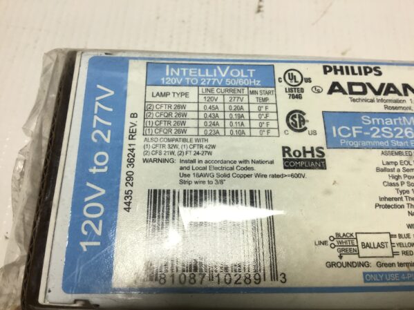 Philips Advance ICF-2S26-H1-LD Electronic Compact Fluorescent Ballast 120/277V - Image 3