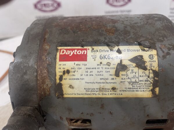 Dayton Belt Drive Fan And Blower Motor 6K624B - Image 2