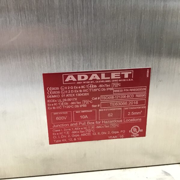 Adalet TSC4X6-121206-BCD Screw Cover Terminal Enclosure Stainless Steel 600V 10A - Image 3