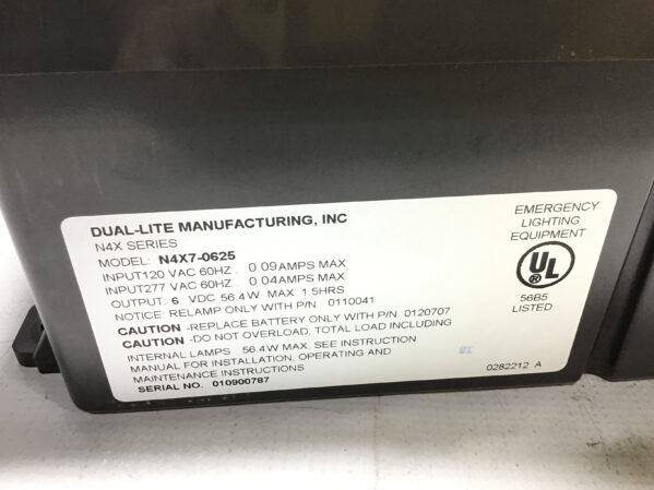 Dual-Lite N4X7-0625 Emergency Lighting Unit 120/277VAC 60Hz 0.09/0.04Amps Max - Image 3