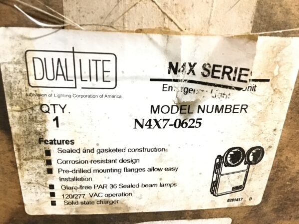 Dual-Lite N4X7-0625 Emergency Lighting Unit 120/277VAC 60Hz 0.09/0.04Amps Max - Image 7
