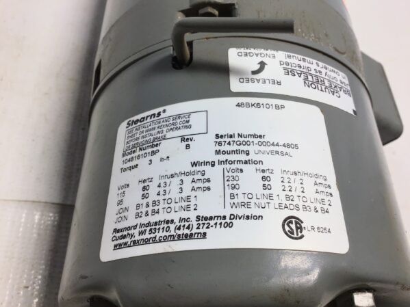 Boston Gear GUTB-B Motor Brake .75HP 60Hz 1725RPM 3PH 208-230/460V  56C Frame - Image 5