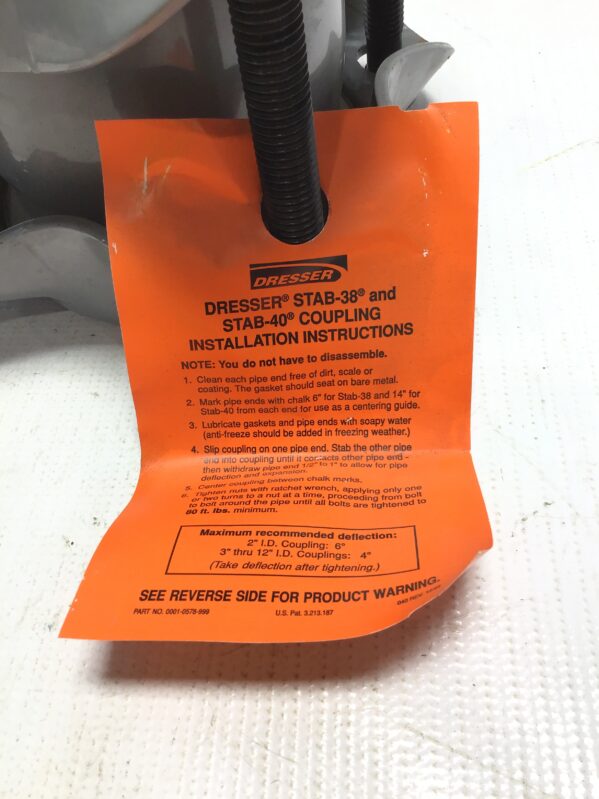 Dresser Stab-38 & Stab-40 Steel Pipe Coupling Max Deflection 2"I.D Coupling 6° - Image 3