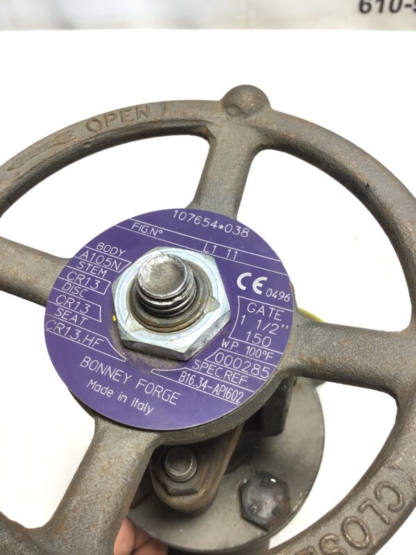Bronney Forge L1-11 Flanged End Forged Steel Gate Valve 1-1/2" A105N Body - Image 2