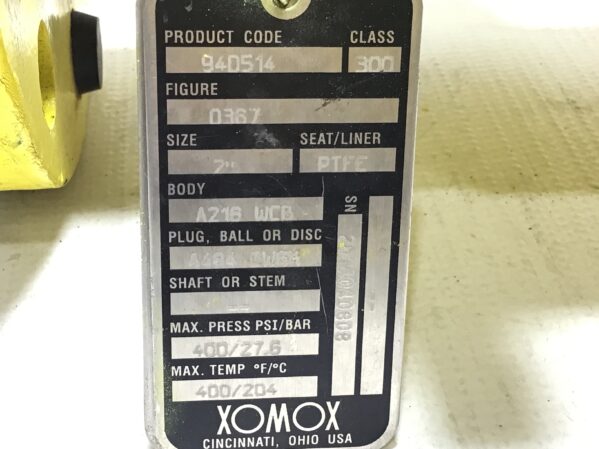 Xomox Tufline 940514 Check Valve 2" Class 300 Max Press PSI/Bar 400/27.6 Max Temp 400°F/204°C - Image 5