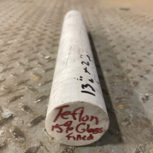 2” x 13” Teflon PTFE 15% Fined Glass Round Bar/Rod Stock