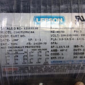Leeson 121855.00 - C146T17FK19A Pump Motor 50/60Hz 3PH 1730/1430RPM