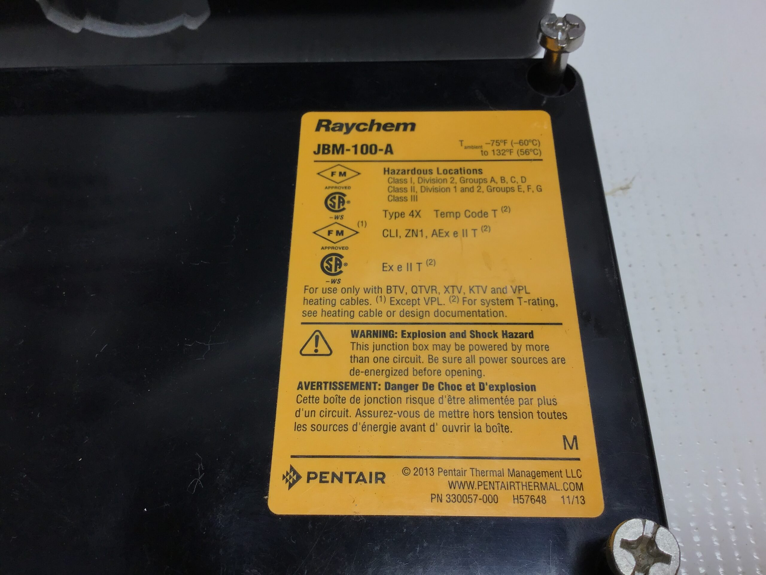 Raychem JBM-100-A Junction Box Type 4X Temp Code T – Moses B. Glick