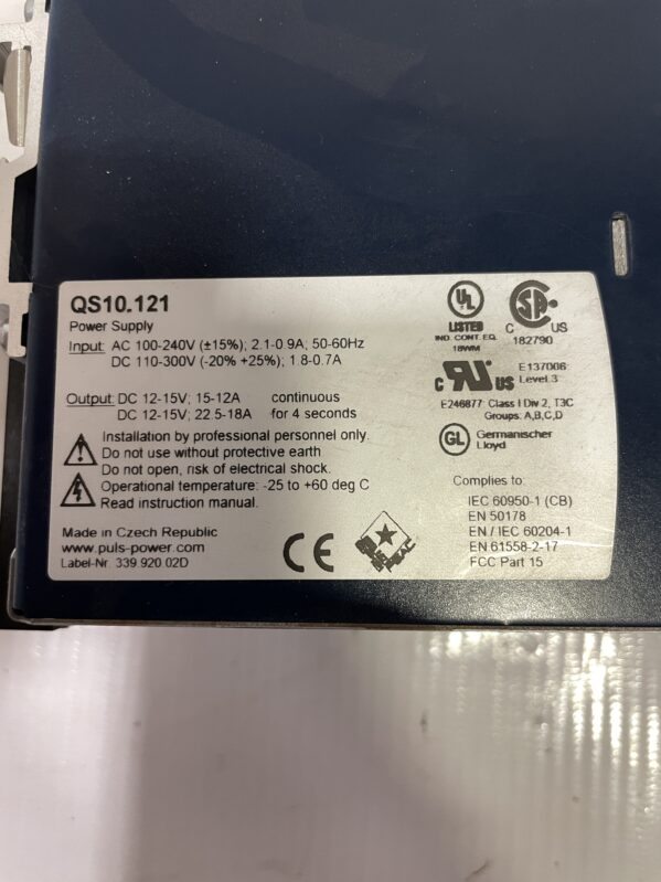 PULS QS10.121 電源ユニット PULS QS10.121 Switching Power Supply 100-240VAC/110-300VDC 12