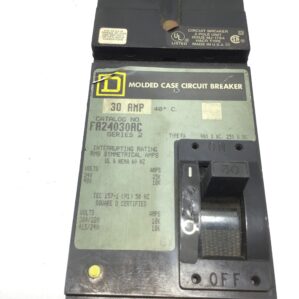 Square D FA24030AC Circuit Breaker 30A 2-Pole 480V Molded Case FA Series