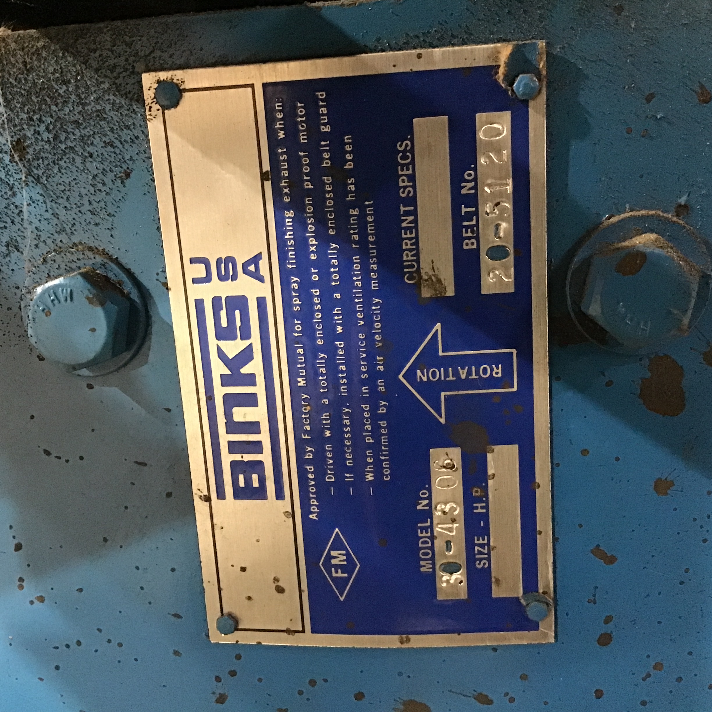 Binks 30-43-06 Industrial Blower Fan 30″ 5HP GE Motor – Moses B. Glick