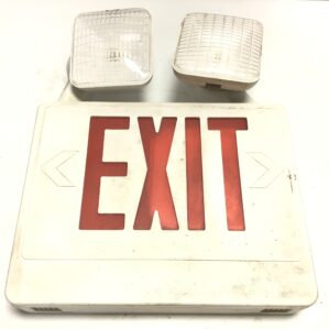 Vintage Exit Sign w/ Dual Adjustable Lights Hardwired Safety Lighting Fixture