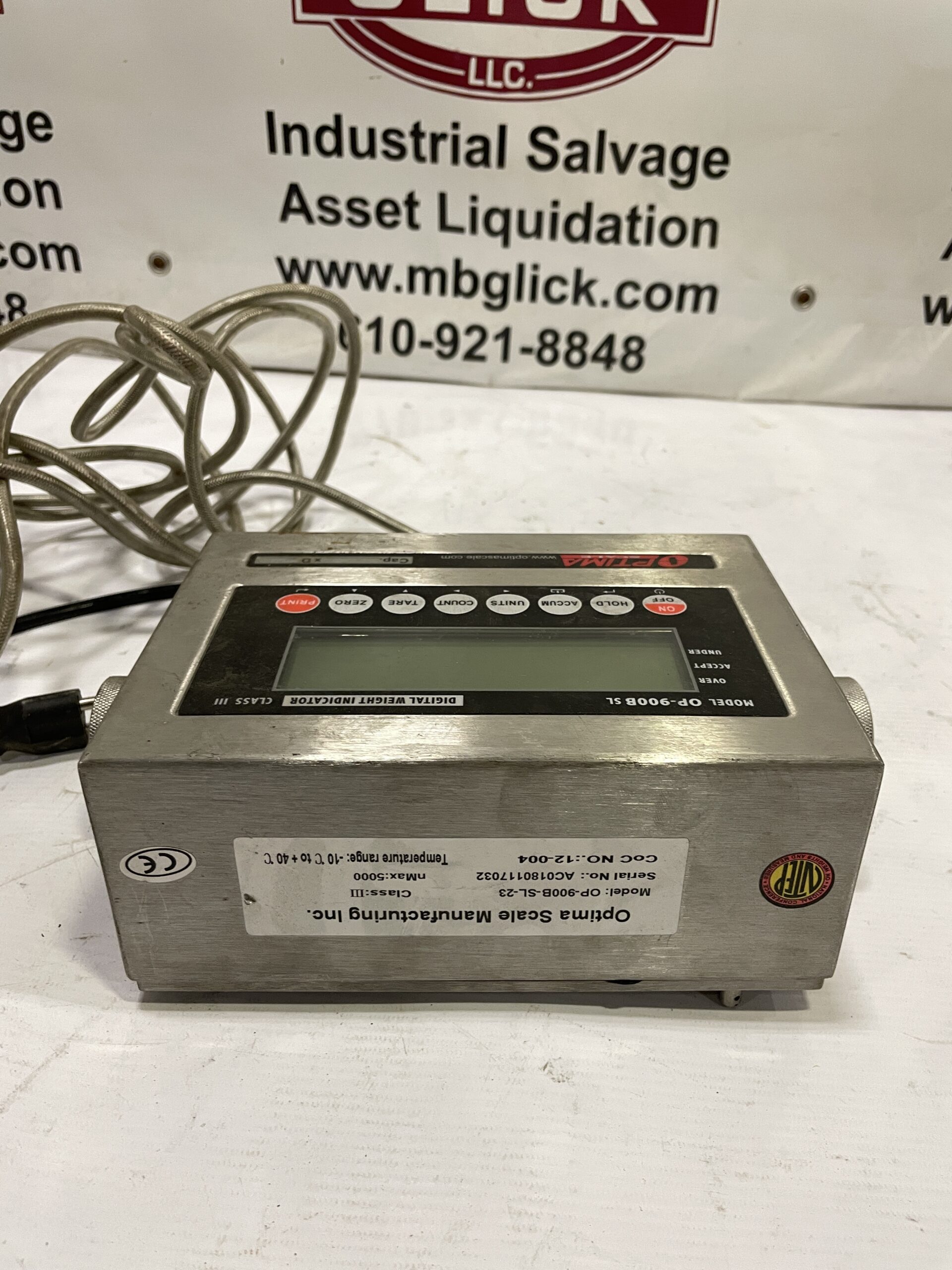 Optima OP-900B-SL-23 Digital Scale Weight Indicator/Readout 5000LBS - Image 5