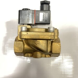 FESTO VZWM-L-M22C-G1-F4 1" Brass Diaphragm Solenoid Valve 0.5-6bar NIB