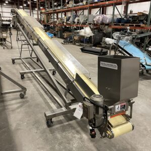 10" Graybill Portable Adjustable SS Inclined Belt Conveyor 20' Long x 20"-80" H